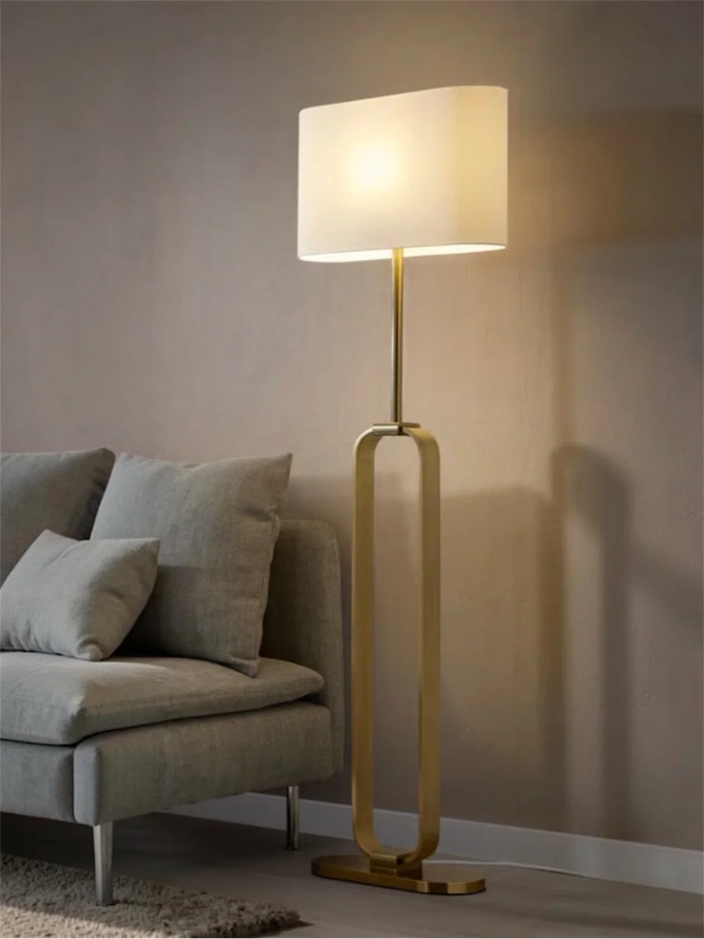 NWT UPPVIND Floor lamp, brass plated/white, 59